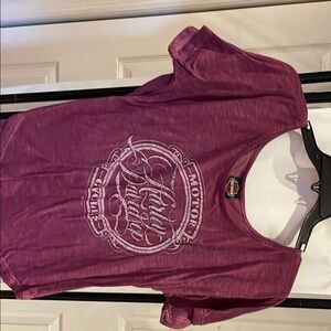 Harley-Davidson Maroon Graphic Tee with Rhinestones